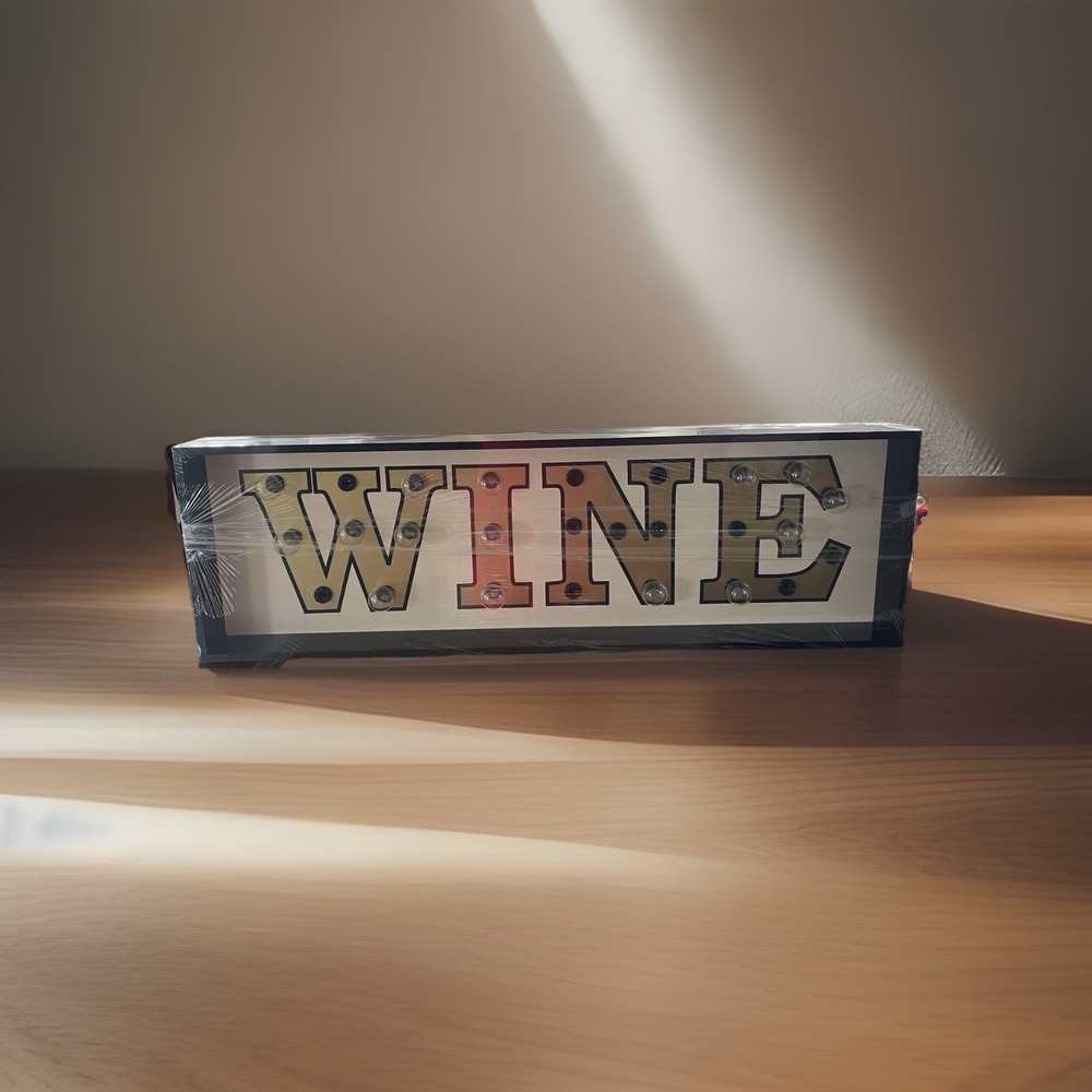 Retro Marquee Lighted "WINE" Sign Large 42" x 13" Barware Electric 26 Bulbs